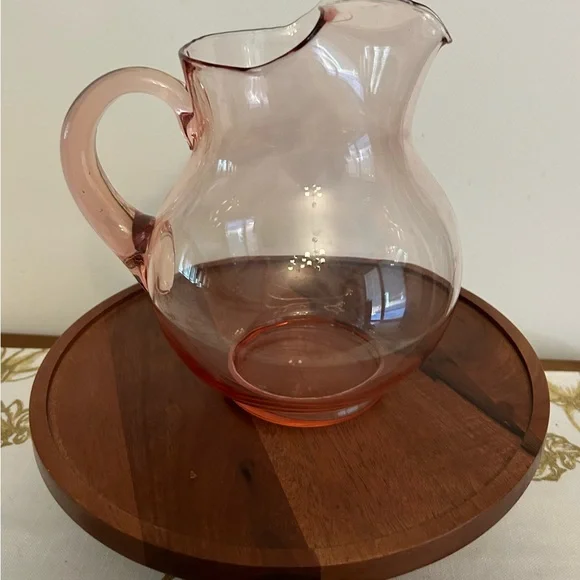 Elegant Pink Glass Pitcher - Picture 2 of 5